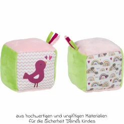 Spielwürfel mit Knisterfolie & Glocke - Vogel