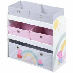 Spielzeugregal inkl. 5 Stoffboxen - Peppa Pig - Weiß
