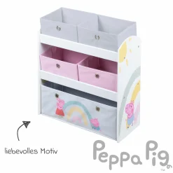 Spielzeugregal inkl. 5 Stoffboxen - Peppa Pig - Weiß