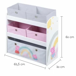Spielzeugregal inkl. 5 Stoffboxen - Peppa Pig - Weiß