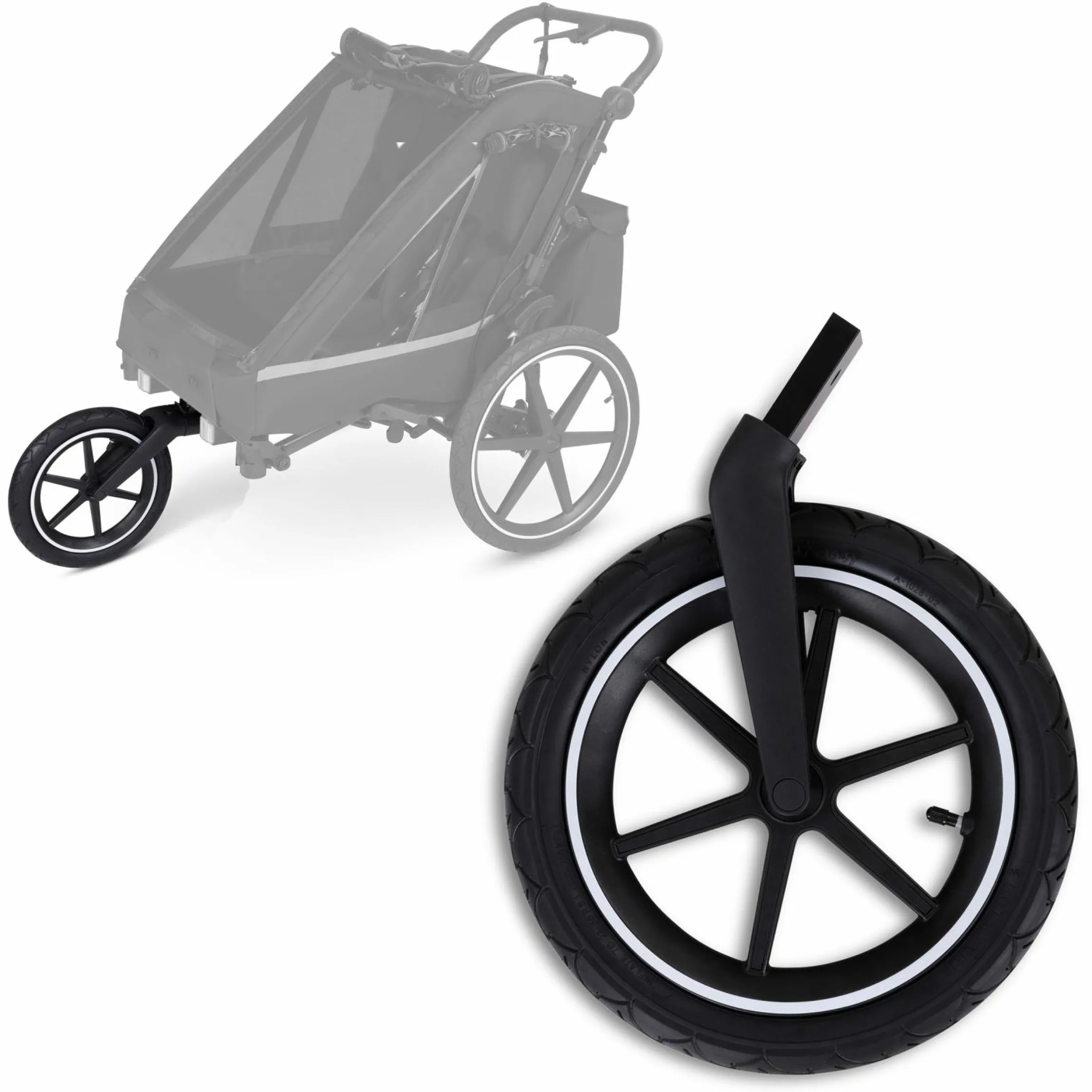 Sport Kit extragroßes Jogger-Luftrad (24,5 cm) für Fahrradanhänger Tour - Black - Kollektion 2025