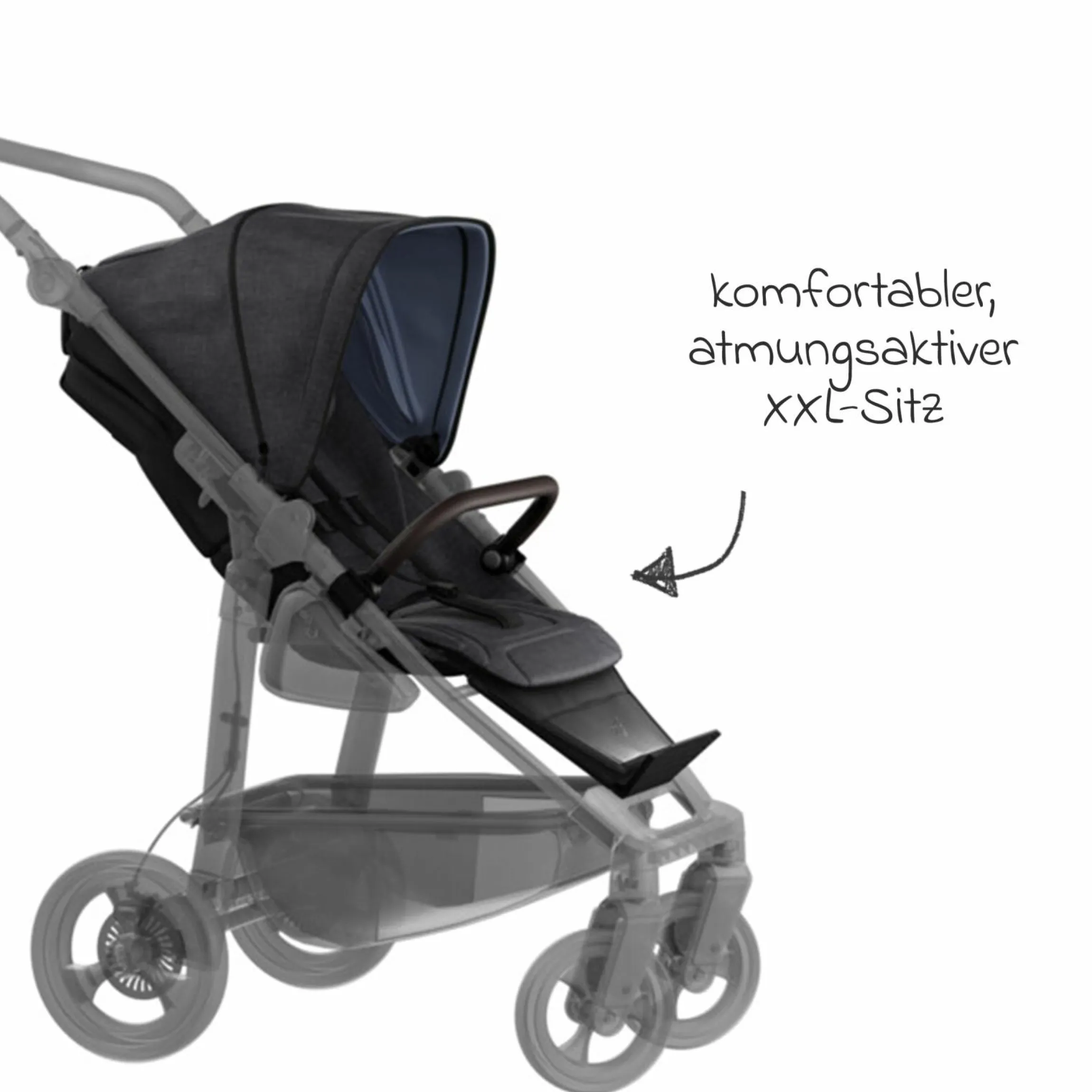 Sport-Einheit XXL Sportsitz für Mono 3/4 & Pro - Premium Schwarz - Kollektion 2025