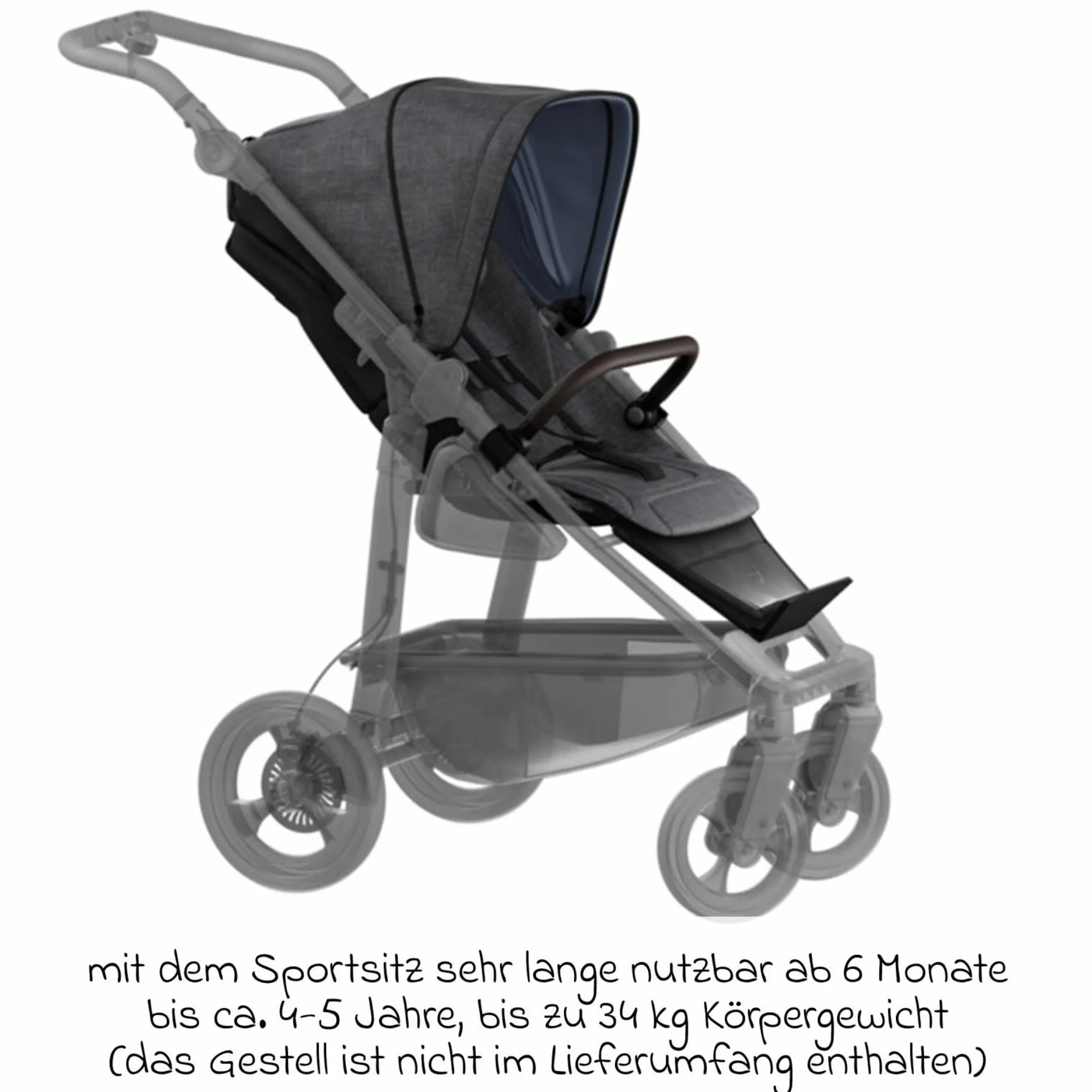 Sport-Einheit XXL Sportsitz für Mono 3/4 & Pro - Premium Grau - Kollektion 2025