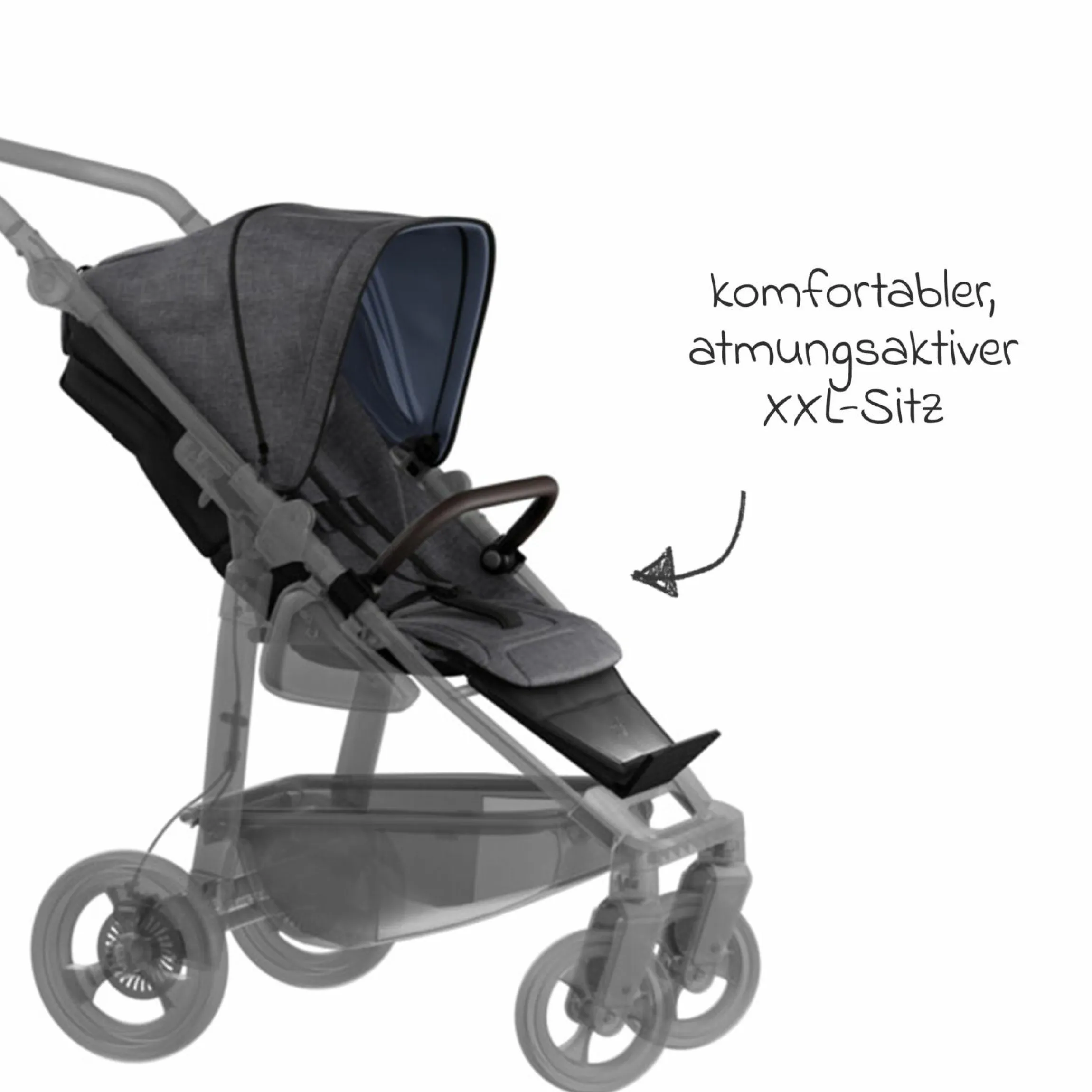 Sport-Einheit XXL Sportsitz für Mono 3/4 & Pro - Premium Grau - Kollektion 2025