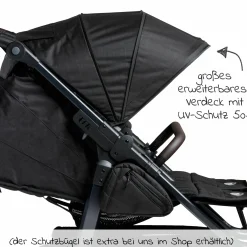 Sportsitz (1 x XXL-Komfort-Sitz) für Duo 2 für Kinder bis 45 kg - Schwarz - Kollektion 2025