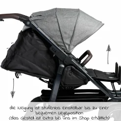 Sportsitz (1 x XXL-Komfort-Sitz) für Duo 2 für Kinder bis 45 kg - Premium Grau - Kollektion 2025