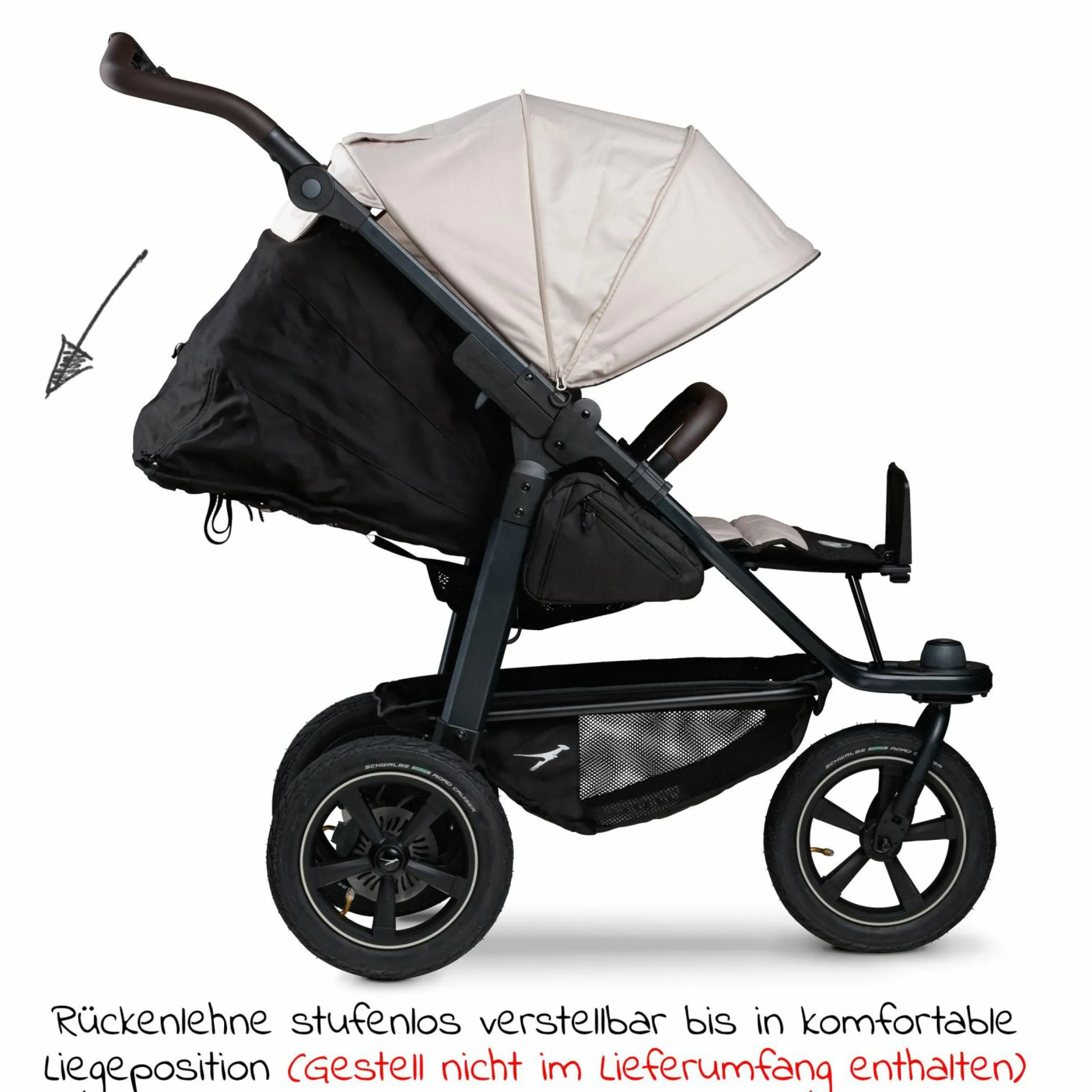 Sportsitz für Mono 2 XXL Komfort-Sitz für Kinder bis 34 kg - Sand