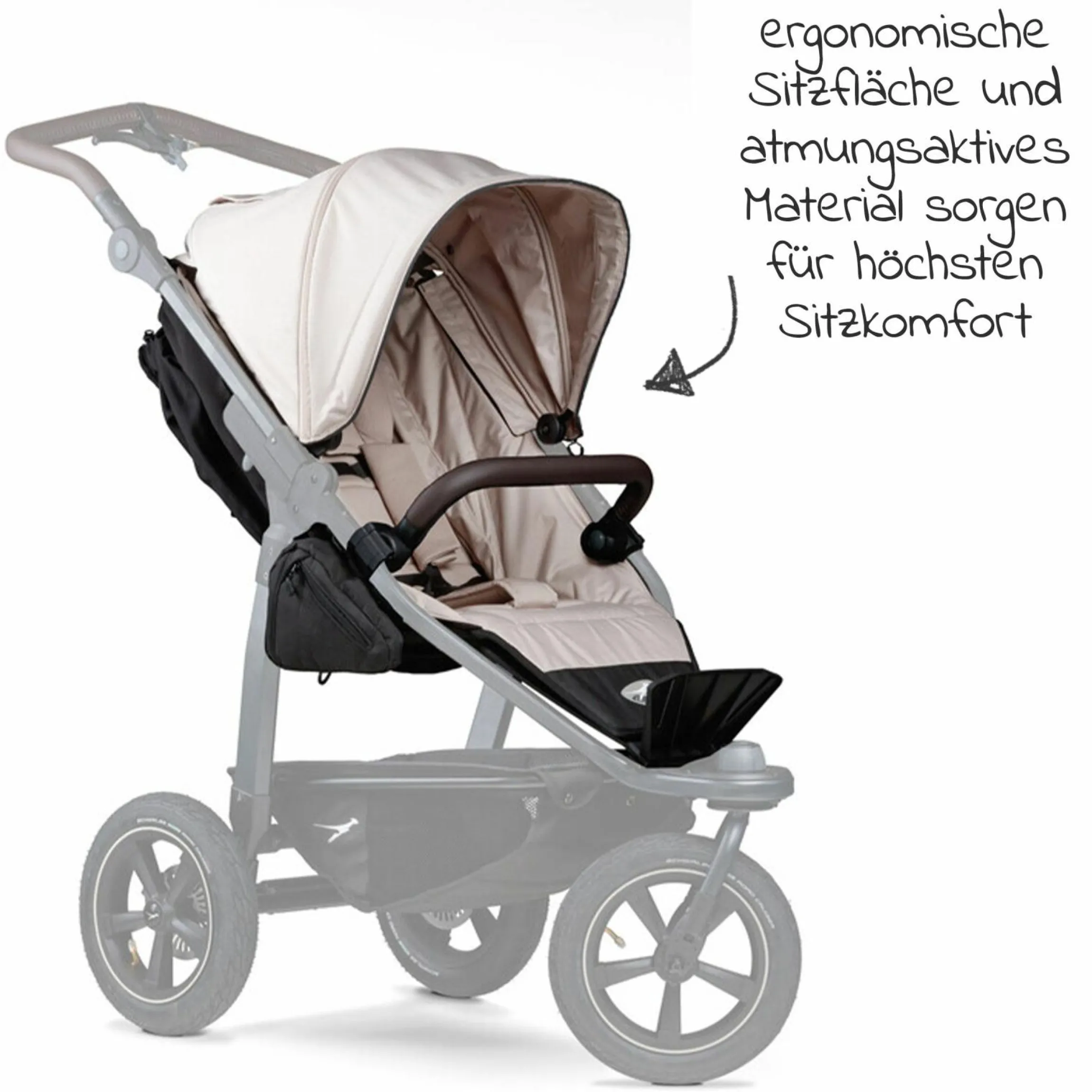Sportsitz für Mono 2 XXL Komfort-Sitz für Kinder bis 34 kg - Sand