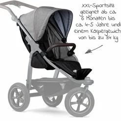 Sportsitz für Mono 2 XXL Komfort-Sitz für Kinder bis 34 kg - Premium Grau