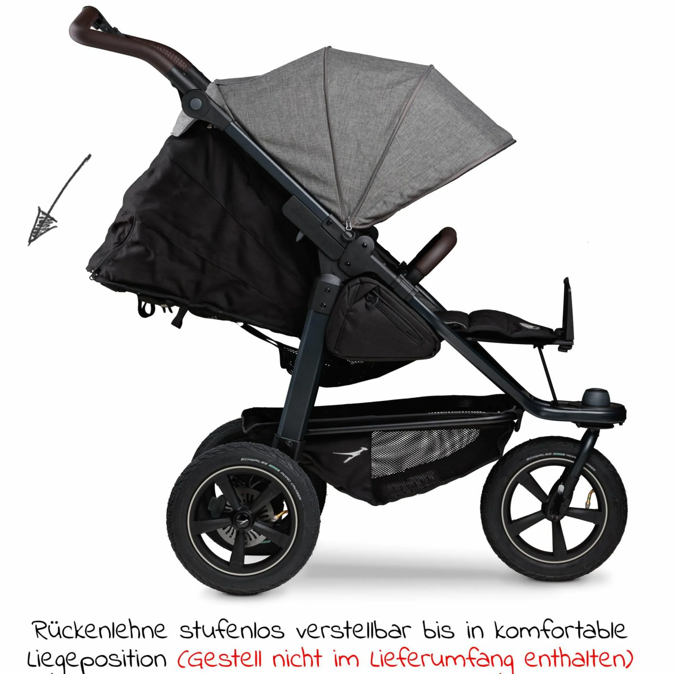 Sportsitz für Mono 2 XXL Komfort-Sitz für Kinder bis 34 kg - Premium Grau