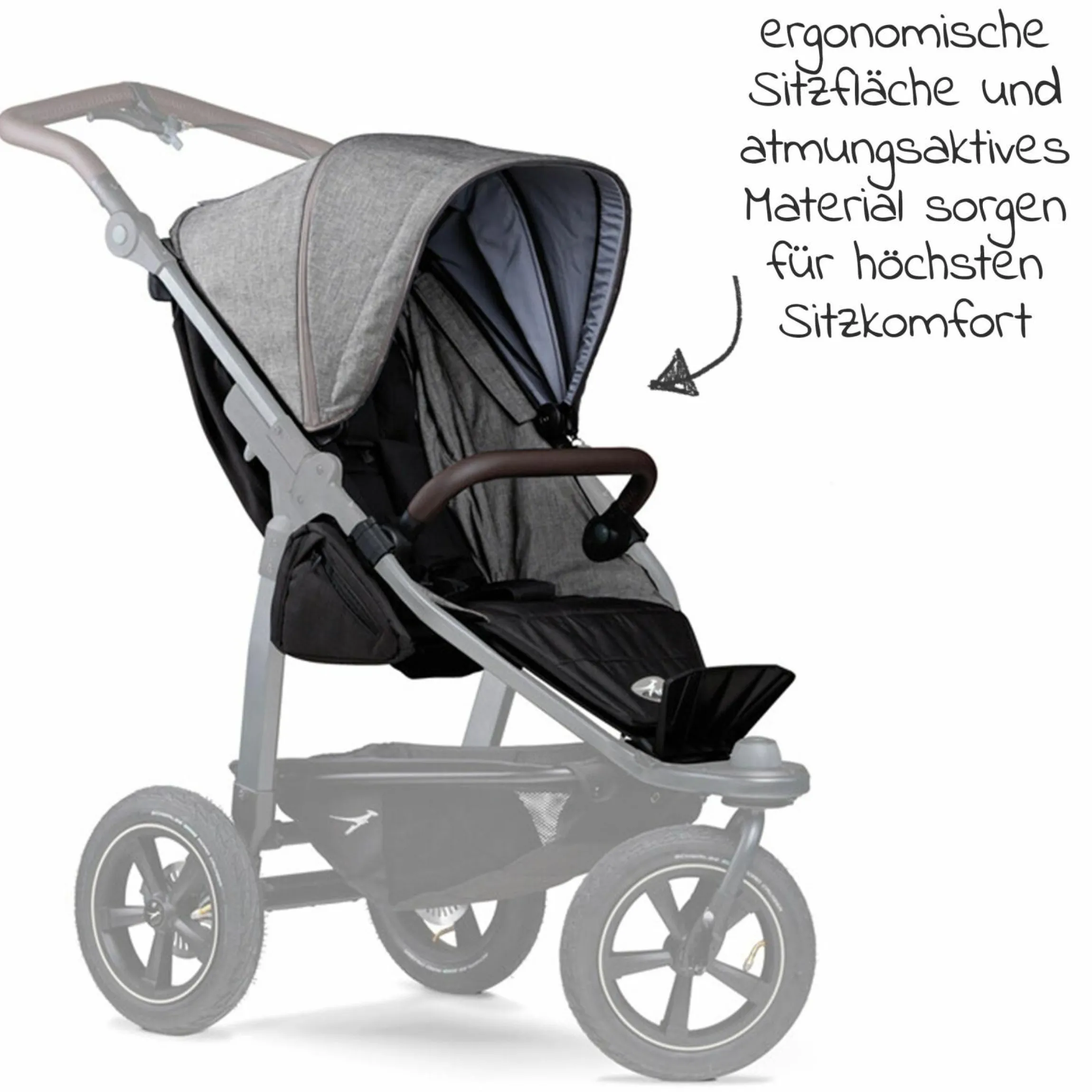 Sportsitz für Mono 2 XXL Komfort-Sitz für Kinder bis 34 kg - Premium Grau