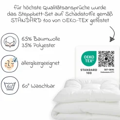 Steppbett-Set Basic 80 x 80 cm + 35 x 40 cm