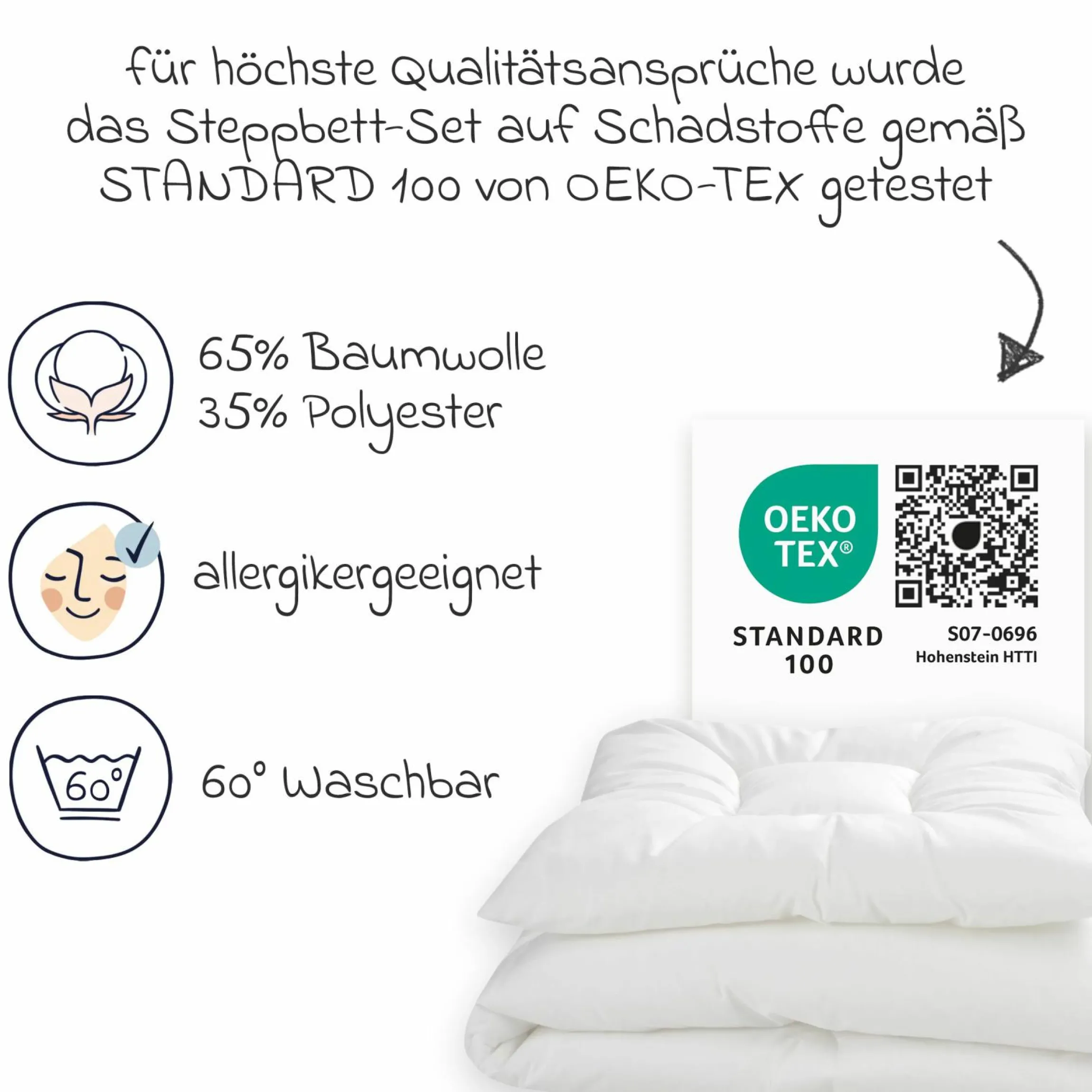 Steppbett-Set Basic 80 x 80 cm + 35 x 40 cm