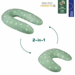 Stillkissen 2 in 1 B-Love - mit Mikroperlen-Füllung inkl. 2 Organic-Bezügen - Wind Green