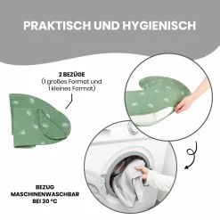 Stillkissen 2 in 1 B-Love - mit Mikroperlen-Füllung inkl. 2 Organic-Bezügen - Wind Green