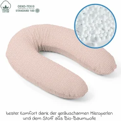 Stillkissen Buddy - mit Mikroperlen-Füllung inkl. Organic Cotton Bezug 180 cm - Cloudy Pink