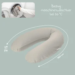 Stillkissen Buddy - mit Mikroperlen-Füllung inkl. Organic Cotton Bezug 180 cm - Tetra Sand