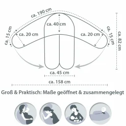 Stillkissen Das Komfort mit Mikroperlen-Füllung inkl. Bezug 180 cm - Feine Blümchen