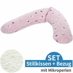 Stillkissen Das Komfort mit Mikroperlen-Füllung inkl. Bezug 180 cm - Vöglein - Rosè