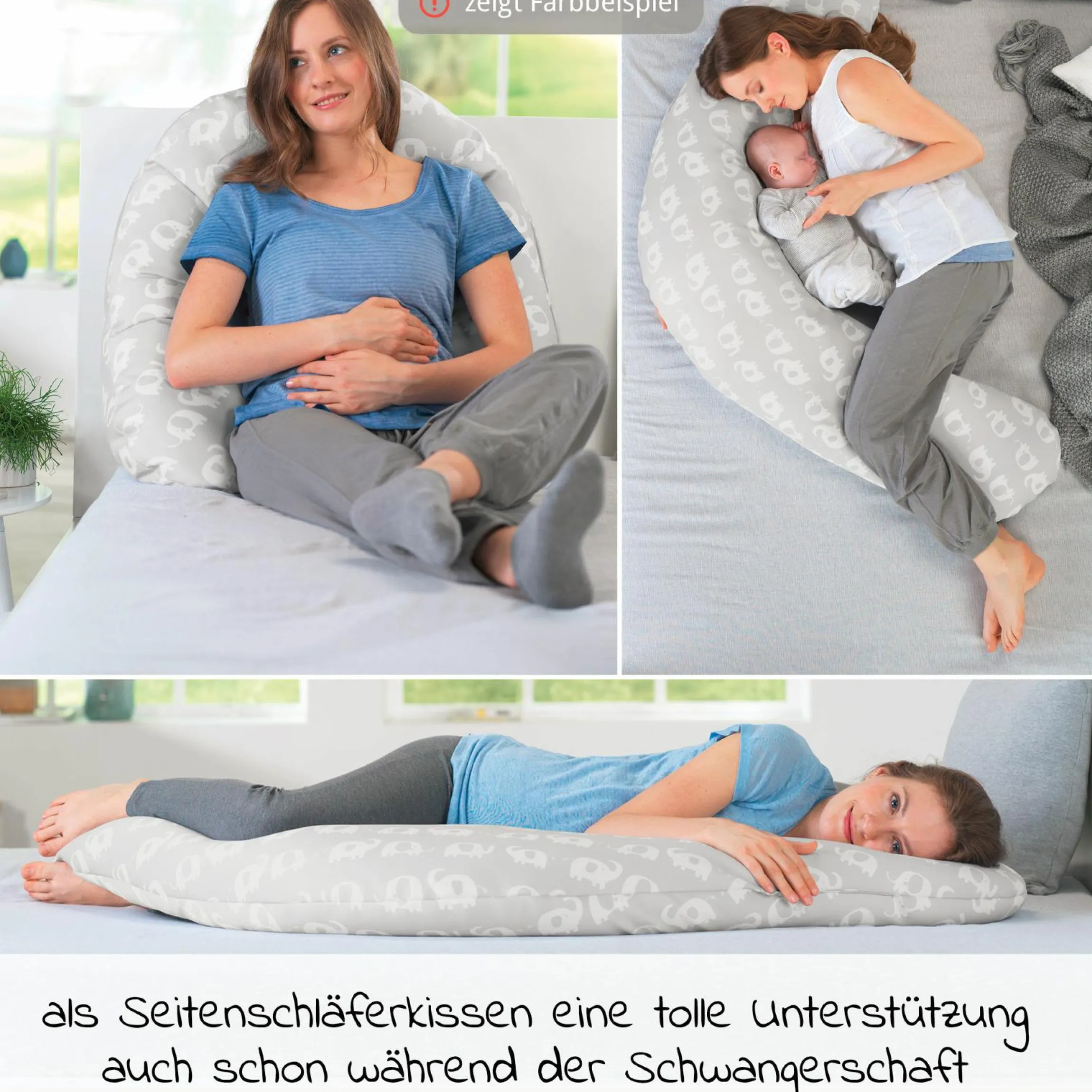 Stillkissen Das Komfort mit Mikroperlen-Füllung inkl. Bezug 180 cm - Vöglein - Rosè