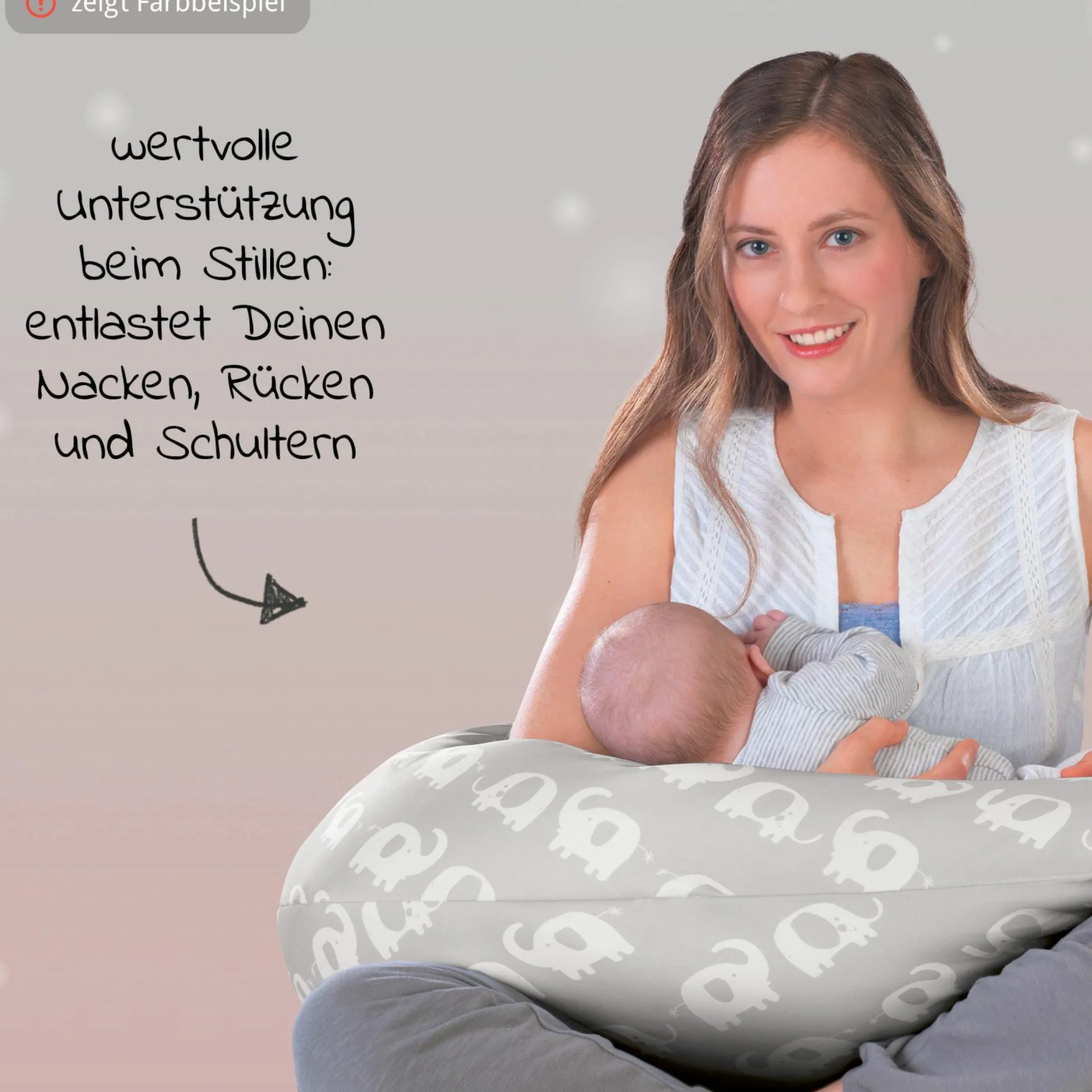 Stillkissen Das Komfort mit Mikroperlen-Füllung inkl. Bezug 180 cm - Vöglein - Rosè