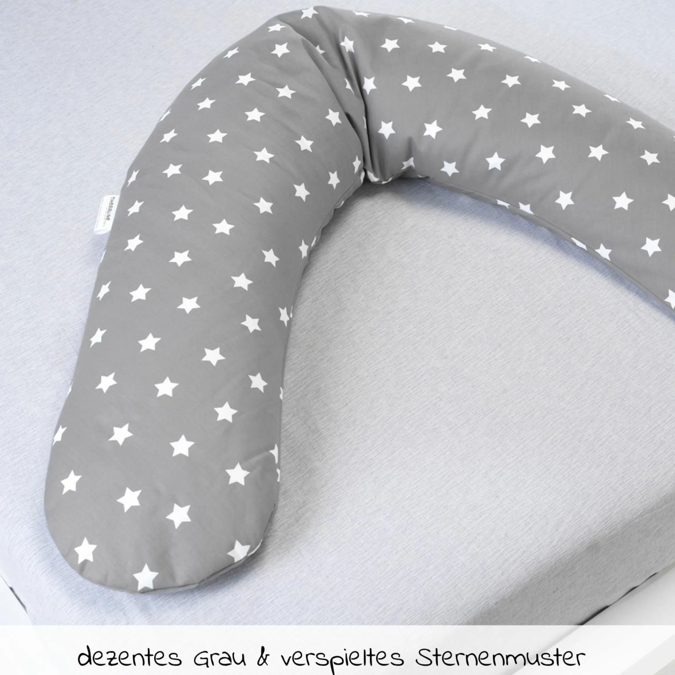 Stillkissen Das Komfort mit Mikroperlen-Füllung inkl. Bezug 180 cm - Big Stars - Grau