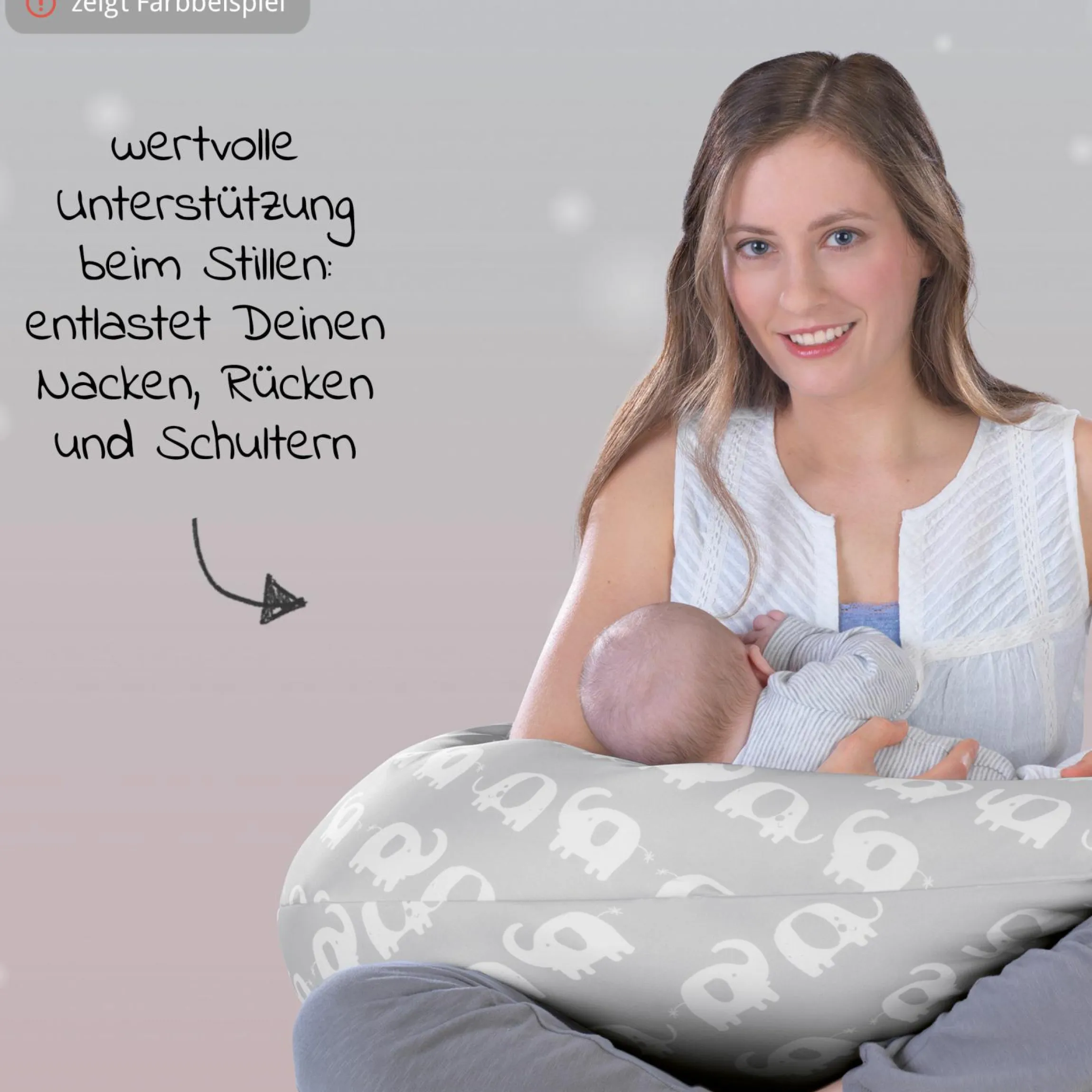 Stillkissen Das Komfort mit Mikroperlen-Füllung inkl. Bezug 180 cm - Big Stars - Grau