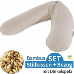 Stillkissen Das Original mit Dinkelspelz-Füllung inkl. Bezug Bamboo 190 cm - Kieselgrau