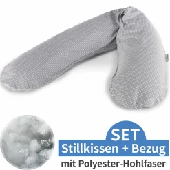 Stillkissen Das Original mit Polyesterhohlfaser-Füllung inkl. Bezug 190 cm - Punkte - Grau