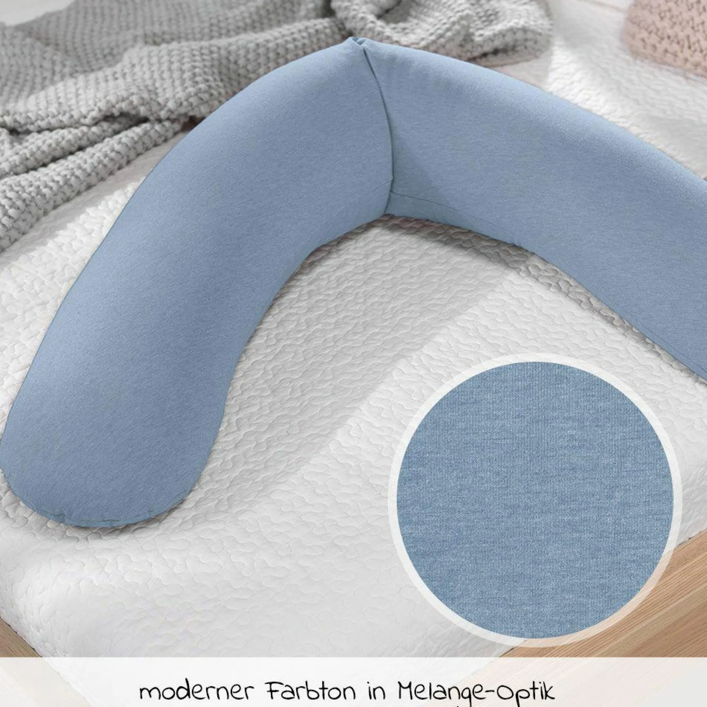 Stillkissen Das Original mit Polyesterhohlfaser-Füllung inkl. Bezug Bamboo 190 cm - Melange Blau-Grau