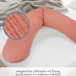 Stillkissen Das Original mit Polyesterhohlfaser-Füllung inkl. Bezug Musselin 190 cm - Terracotta