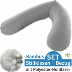 Stillkissen Das Original mit Polyesterhohlfaser-Füllung inkl. Bezug Bamboo 190 cm - Melange Mittelgrau