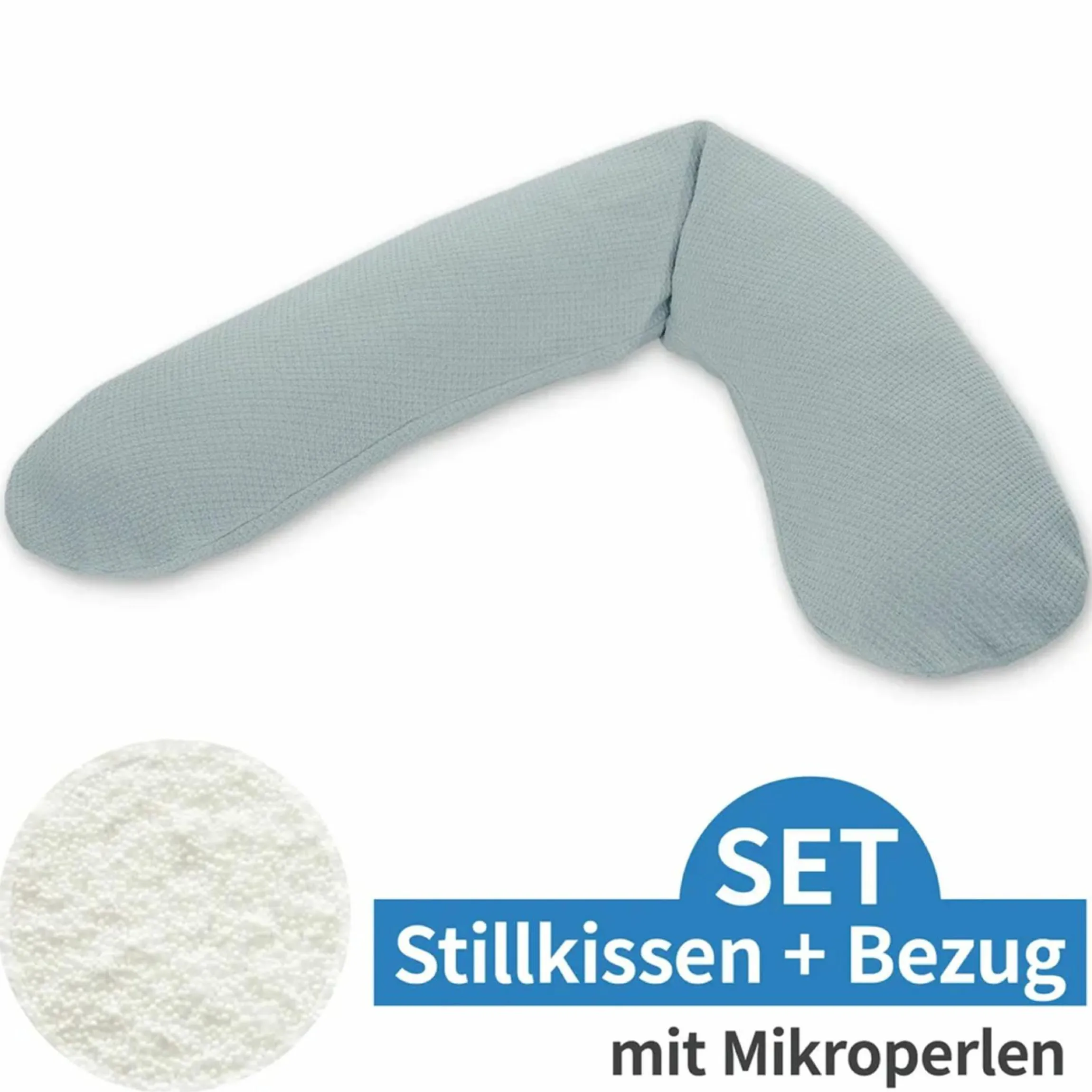 Stillkissen Das Original mit Mikroperlen-Füllung inkl. Bezug Feinstrick 190 cm - Nebelblau