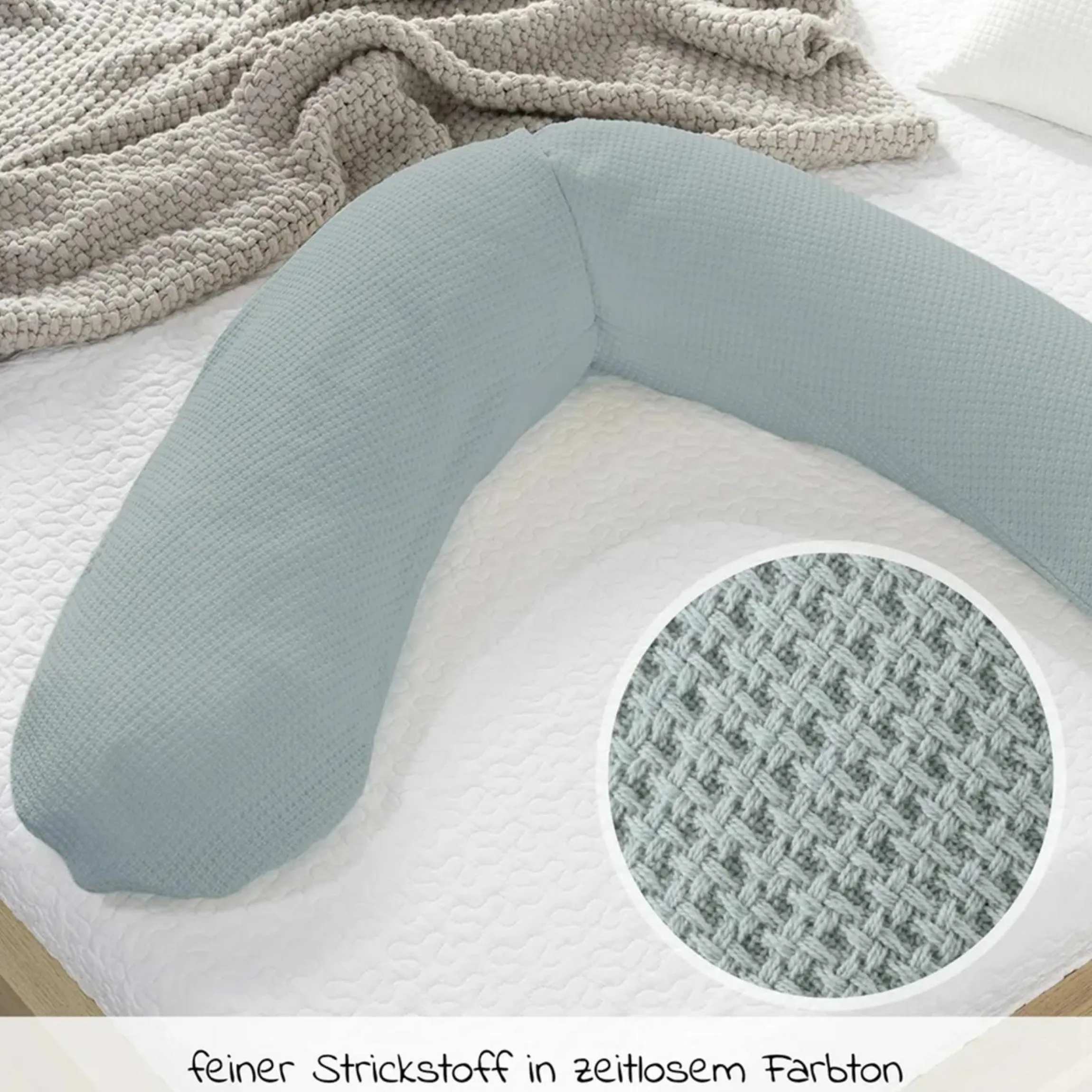 Stillkissen Das Original mit Mikroperlen-Füllung inkl. Bezug Feinstrick 190 cm - Nebelblau