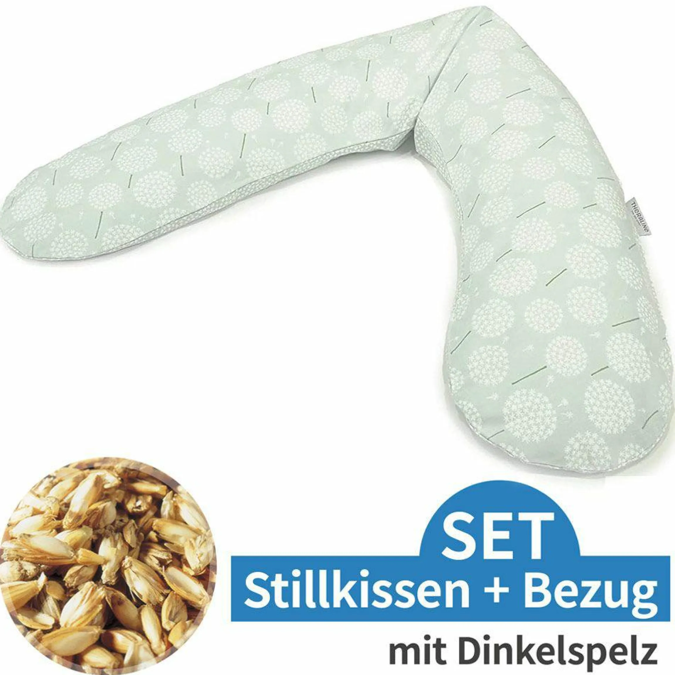 Stillkissen Das Original mit Dinkelspelz-Füllung inkl. Bezug 190 cm - Pusteblume - Zartgrün
