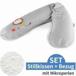 Stillkissen Das Original mit Mikroperlen-Füllung inkl. Bezug 190 cm - Knister Löwe - Punkte Grau