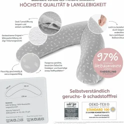 Stillkissen Das Original 190 cm + Gratis Mikroperlen-Nachfüllpack 9,5 Liter - Leaves - Grau