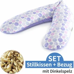 Stillkissen Das Original mit Dinkelspelz-Füllung inkl. Bezug 190 cm - Waterdots - Lila