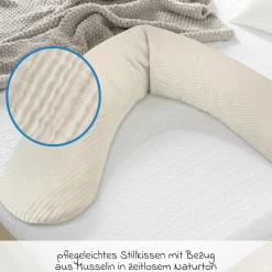 Stillkissen Das Original mit Dinkelspelz-Füllung inkl. Bezug Musselin 190 cm - Sandbeige
