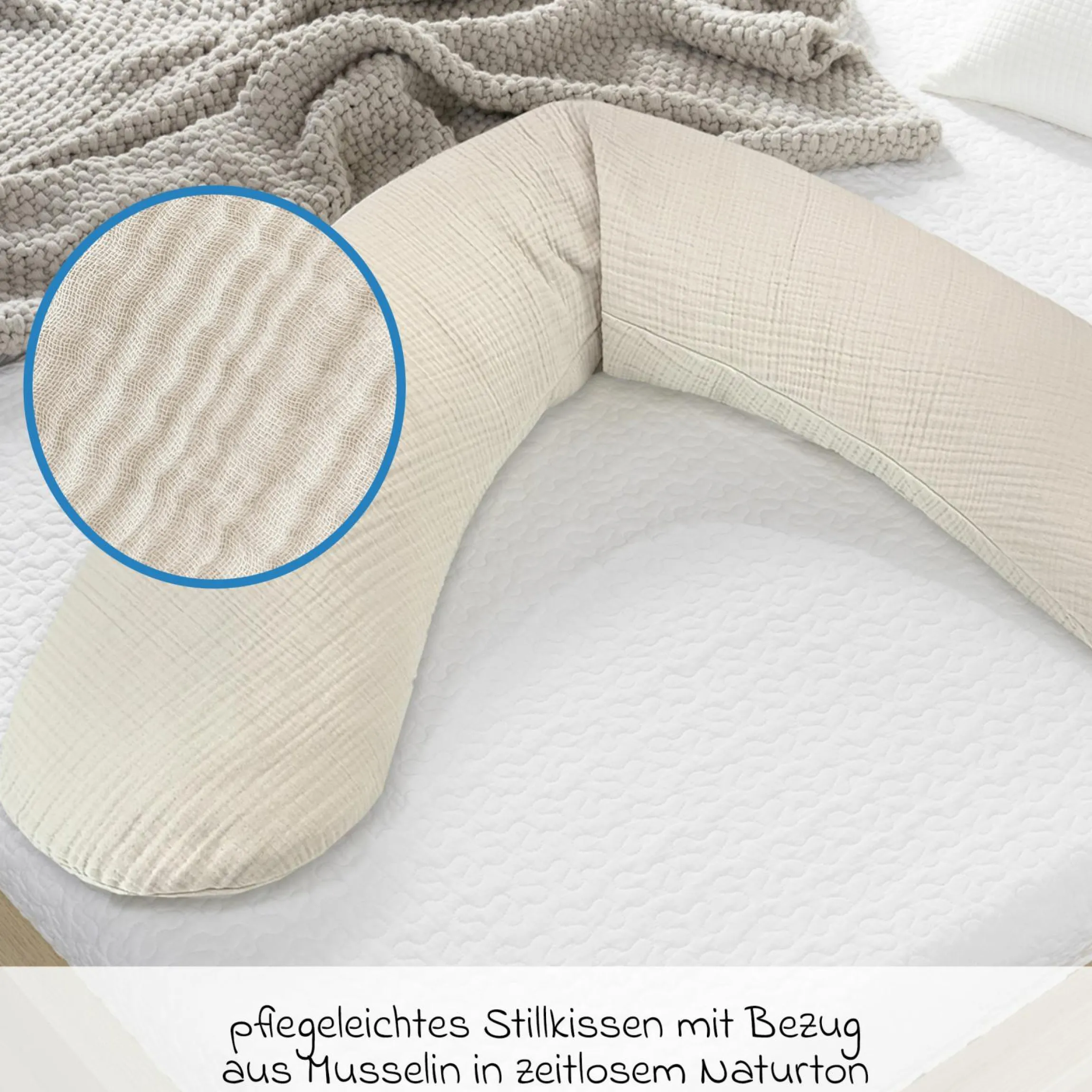 Stillkissen Das Original mit Dinkelspelz-Füllung inkl. Bezug Musselin 190 cm - Sandbeige