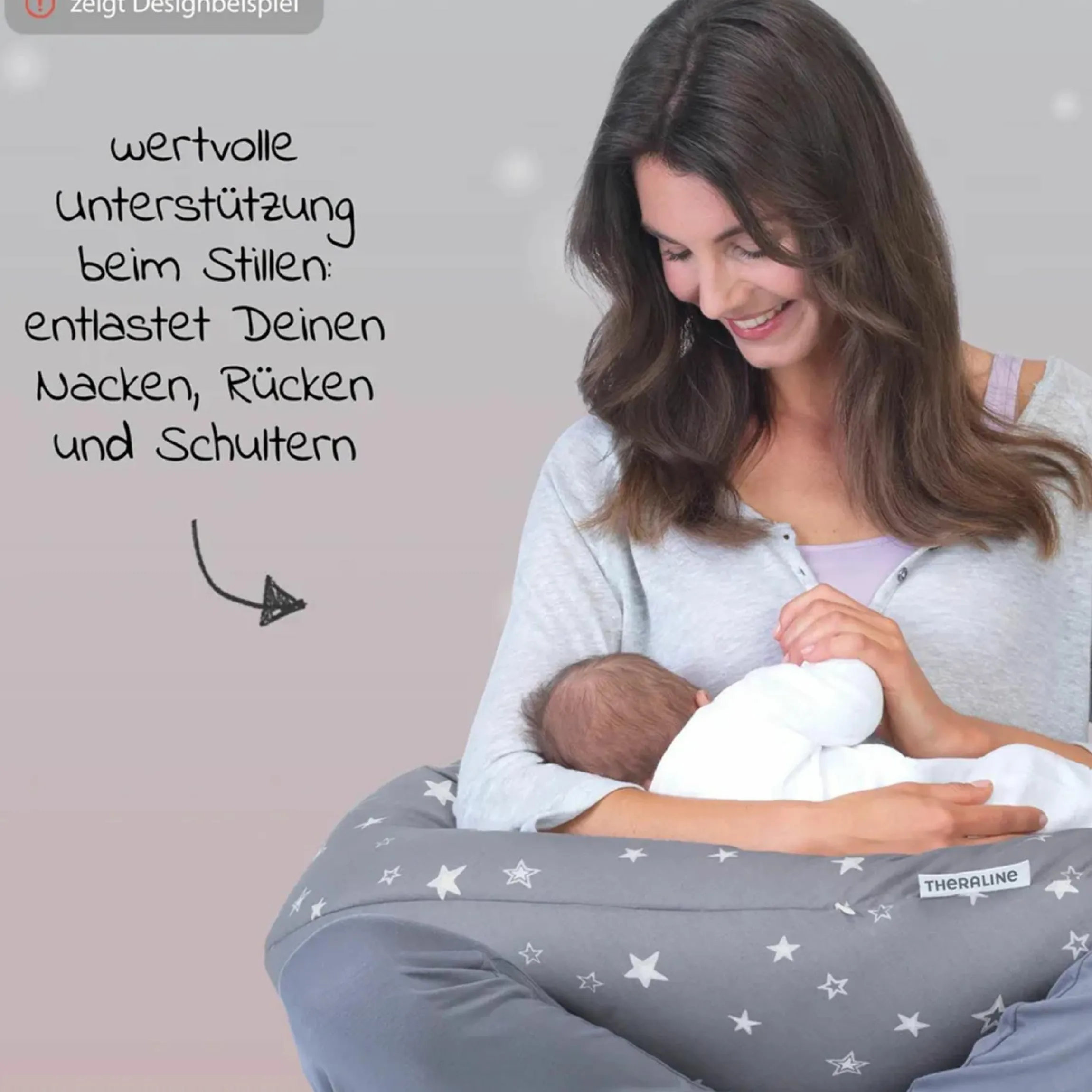 Stillkissen Das Original mit Mikroperlen-Füllung inkl. Bezug BIO-Jersey 190 cm - Grau