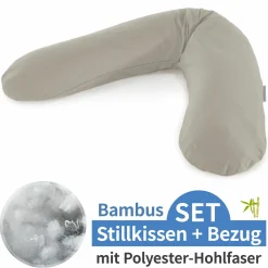 Stillkissen Das Original mit Polyesterhohlfaser-Füllung inkl. Bezug Bamboo 190 cm - Lehmgrau