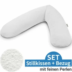 Stillkissen Das Original mit feiner Perlen-Füllung inkl. Bezug Musselin 190 cm - Lichtgrau