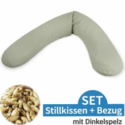 Stillkissen Das Original mit Dinkelspelz-Füllung inkl. Bezug Musselin 190 cm - Salbei