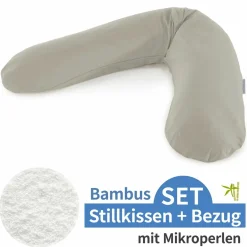 Stillkissen Das Original mit Mikroperlen-Füllung inkl. Bezug Bamboo 190 cm - Lehmgrau