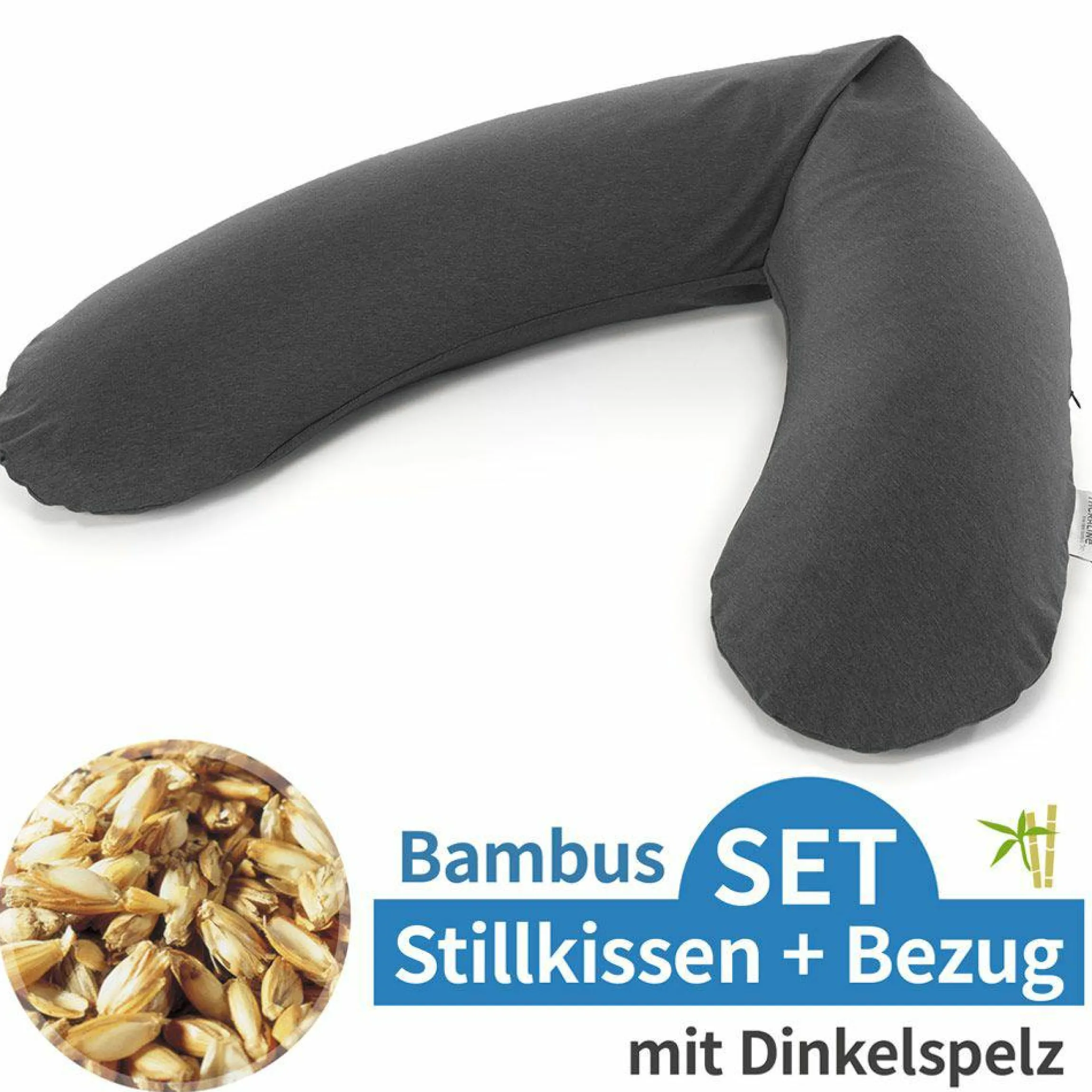 Stillkissen Das Original mit Dinkelspelz-Füllung inkl. Bezug Bamboo 190 cm - Melange Anthrazit