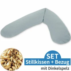 Stillkissen Das Original mit Dinkelspelz-Füllung inkl. Bezug Feinstrick 190 cm - Nebelblau