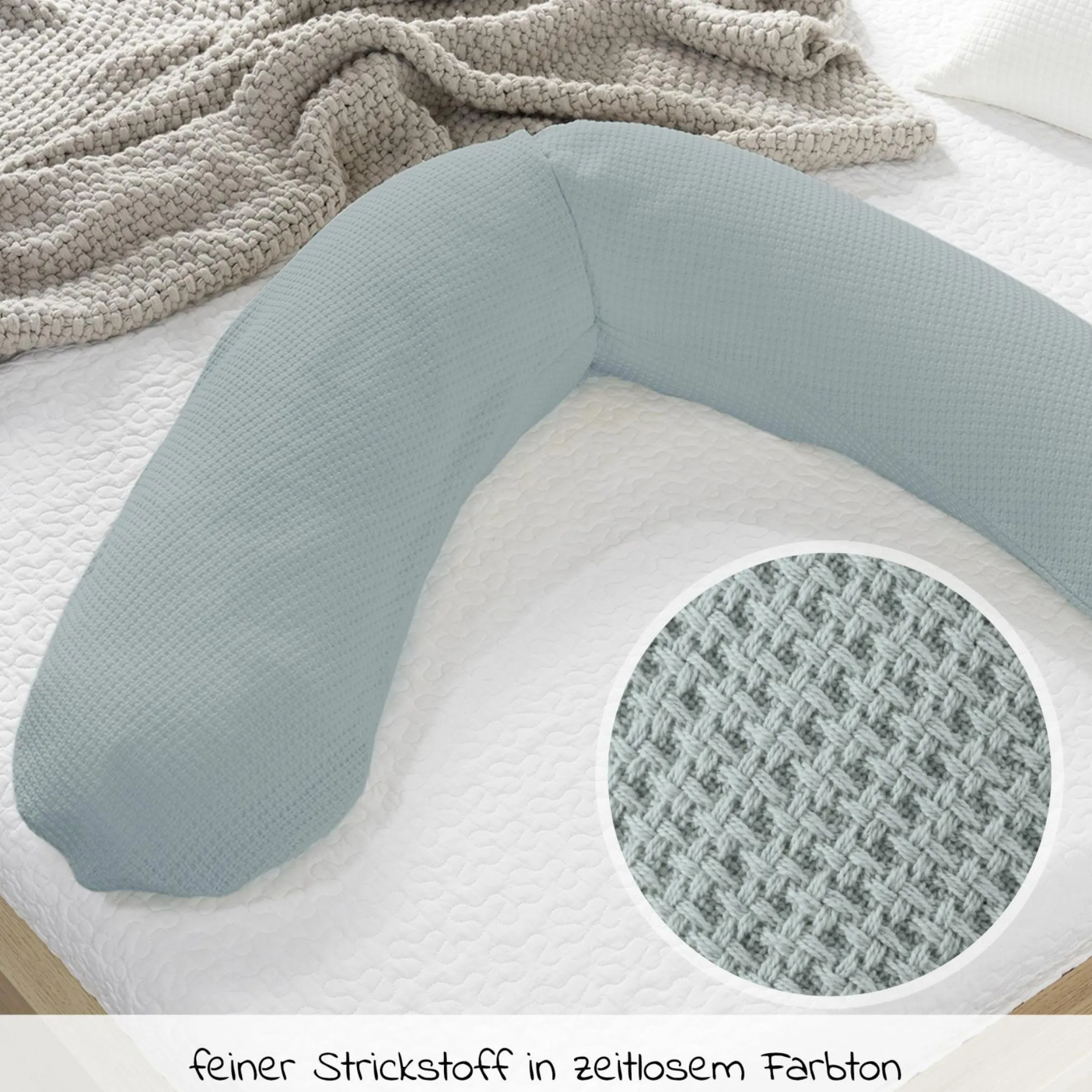 Stillkissen Das Original mit Dinkelspelz-Füllung inkl. Bezug Feinstrick 190 cm - Nebelblau