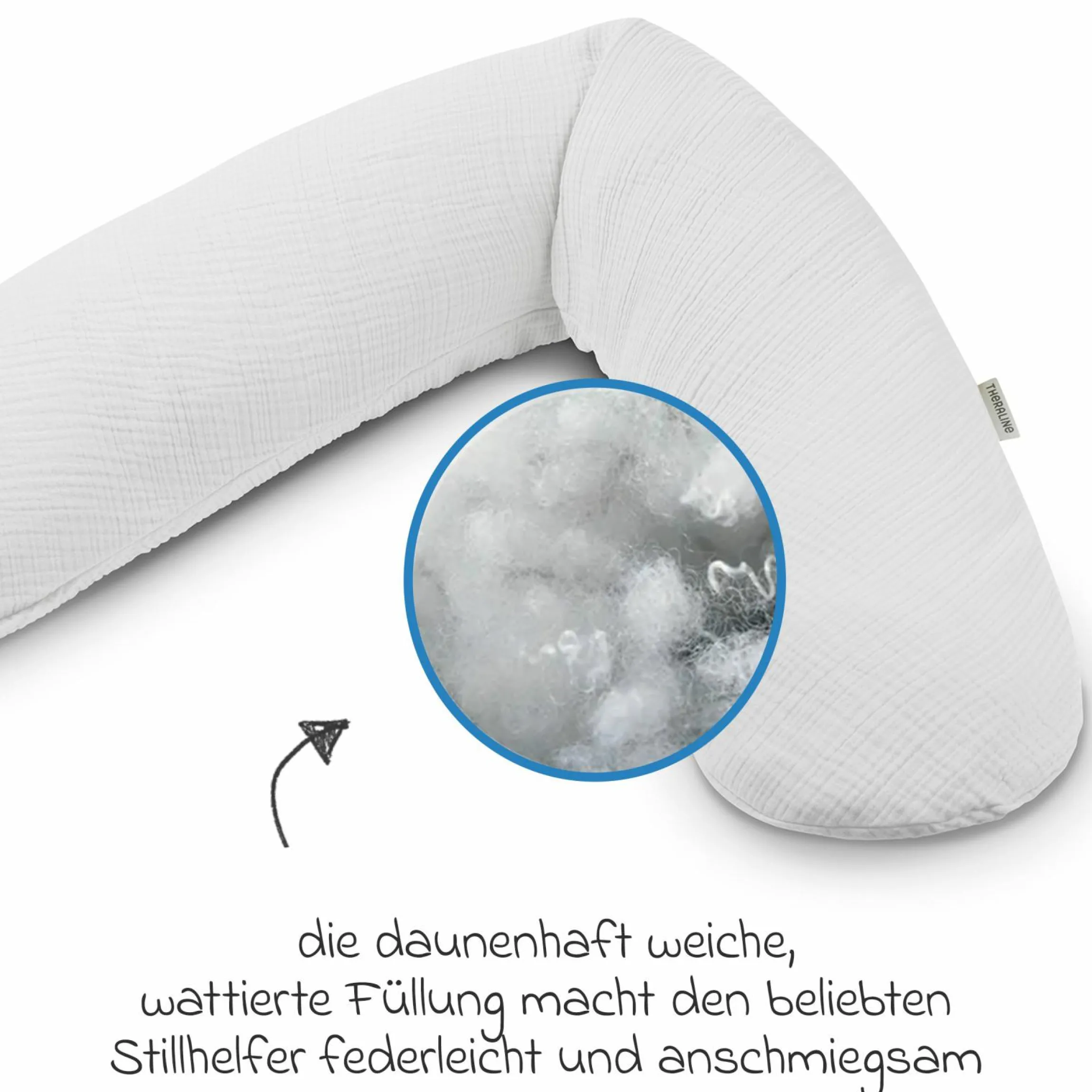 Stillkissen Das Original mit Polyesterhohlfaser-Füllung inkl. Bezug Musselin 190 cm - Lichtgrau
