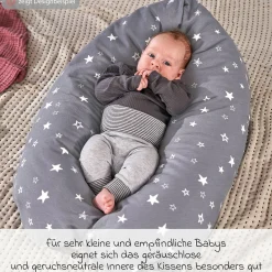 Stillkissen Das Original mit Polyesterhohlfaser-Füllung inkl. Bezug Musselin 190 cm - Lichtgrau